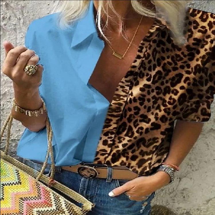 Fashion printed leopard print loose ladies shirt