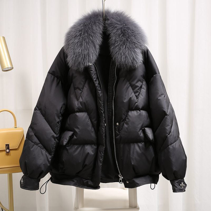 Loose Glossy Down Cotton Jacket Coat