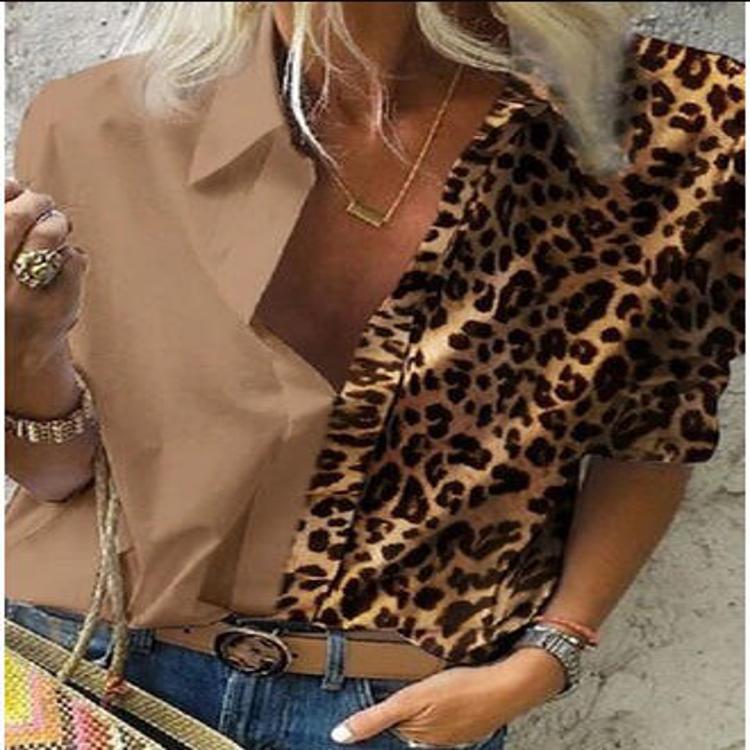 Fashion printed leopard print loose ladies shirt