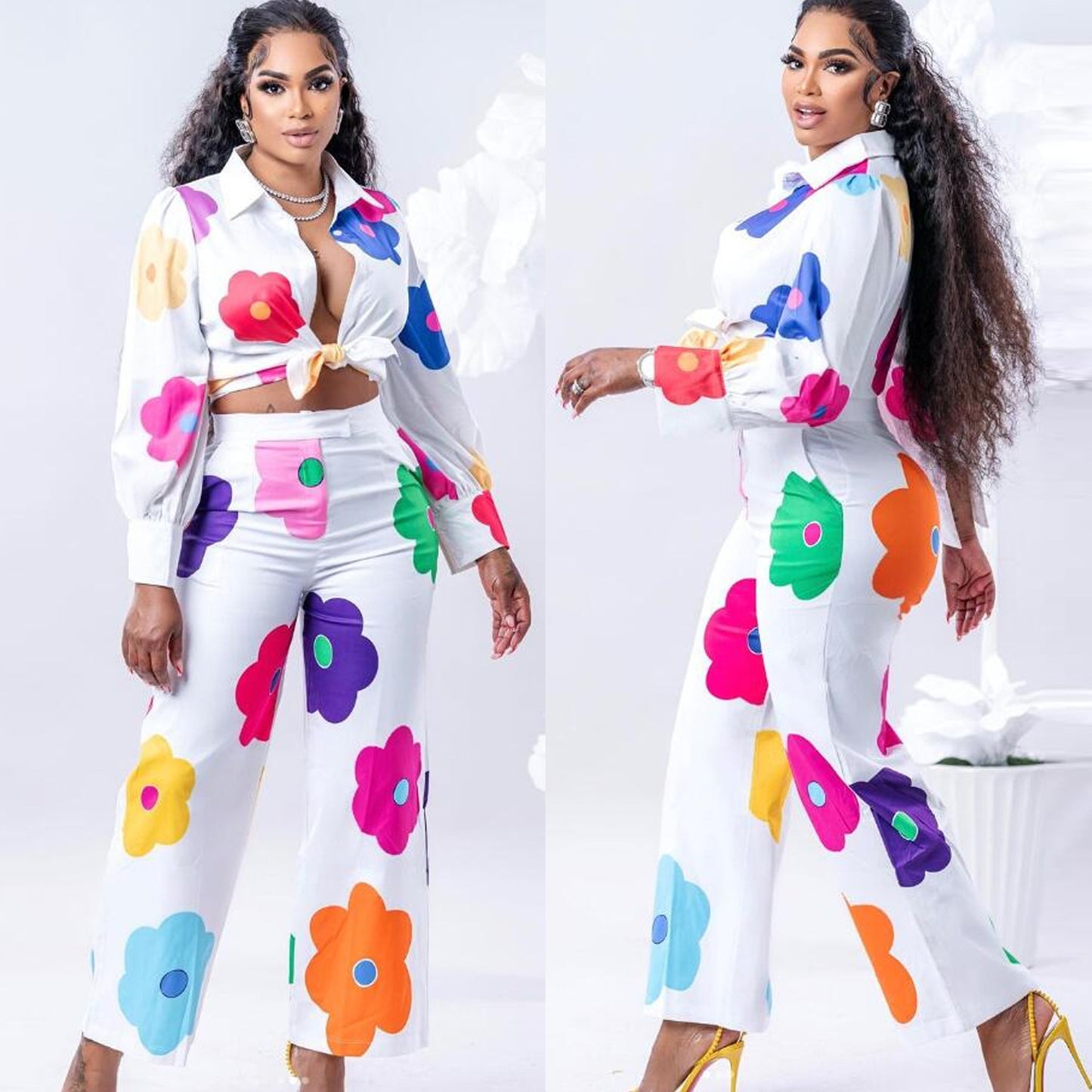 Women's Fashion Color Printed Two-piece Set