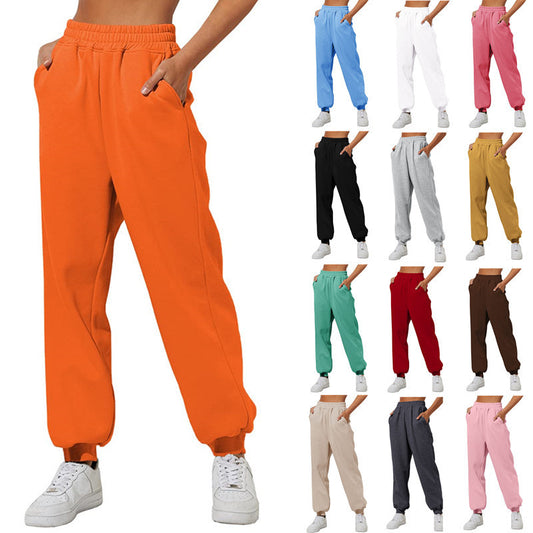 Trousers With Pockets High Waist Loose Jogging Sports Pants