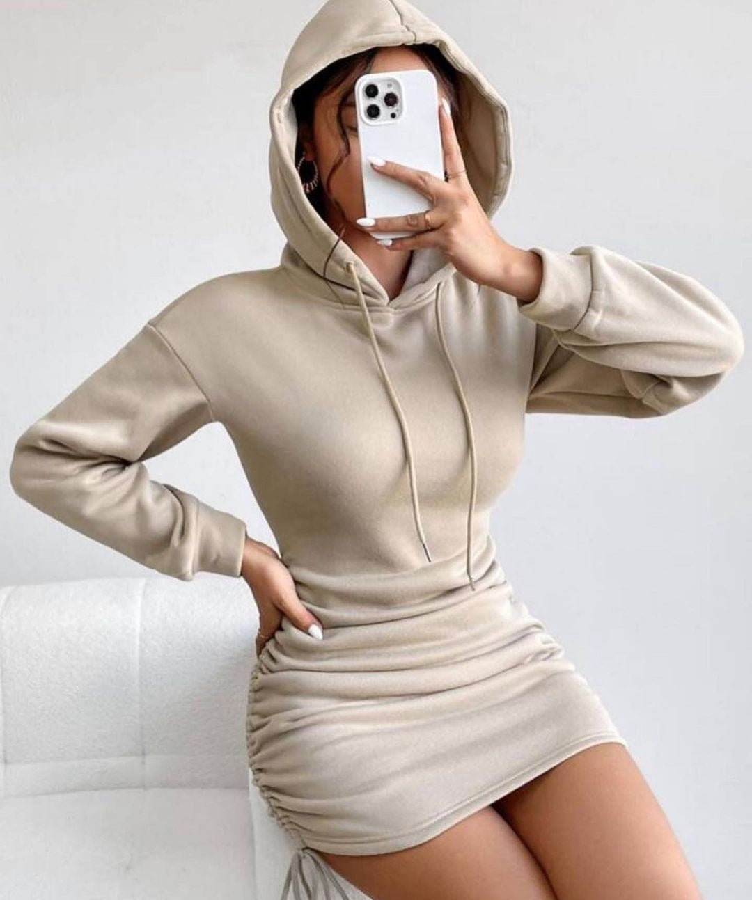 Hooded Long Sleeve Pullover Dress Women