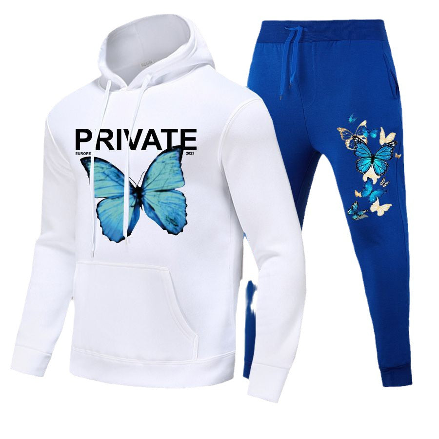 Casual Multicolor Hooded Sweater Set Letter Printing