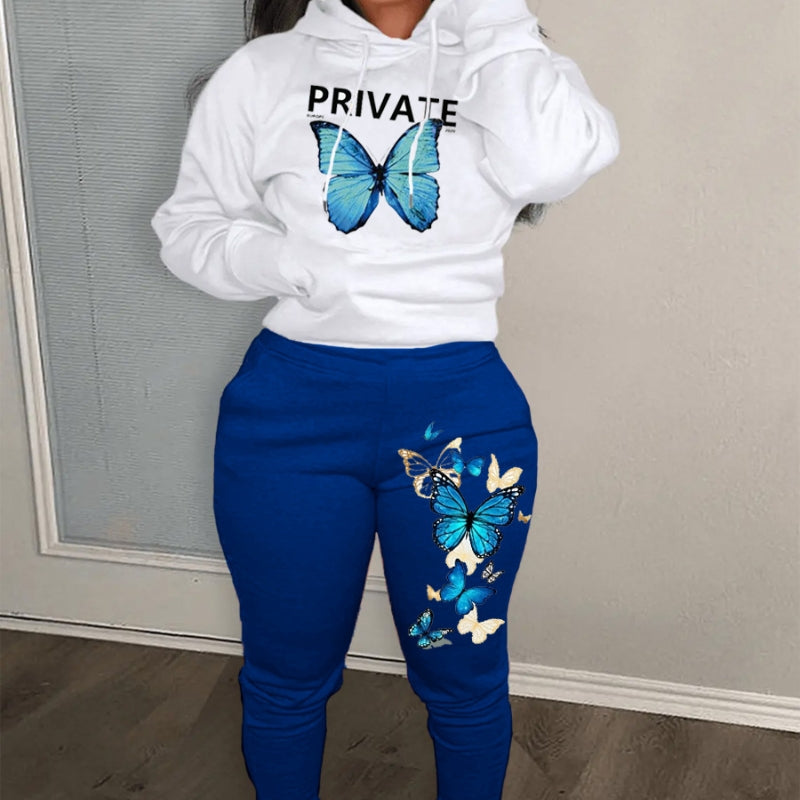 Casual Multicolor Hooded Sweater Set Letter Printing